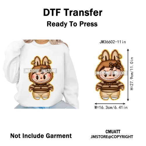 New Coquette Cartoon Monster Friends Costume Girly Kids Love Iron On DTF Transfer Stickers Designs Ready To Press for Clothing
