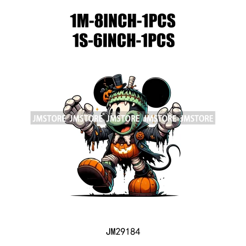 Cartoon Halloween Scary Cute Horror Characters Pumpkin Fall Vibes DTF Iron On Transfers Stickers Ready To Press For Clothing