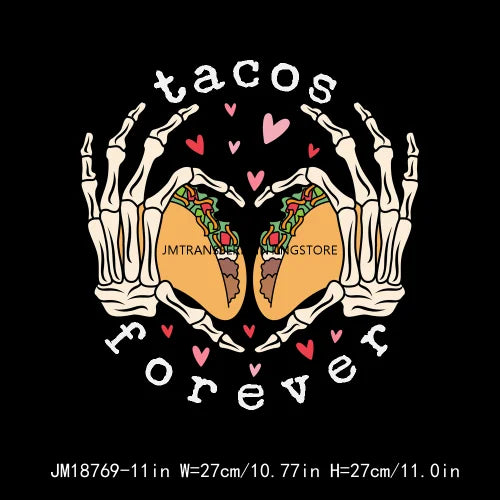 Mexican Latin Culture Nacho Concha Chola Valentine Plastisol Decals Tacos Never Broke My Heart DTF Transfer Stickers For Shirts