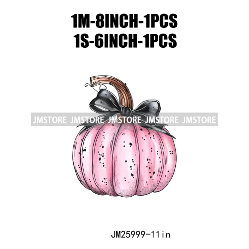 Colorful Gothic Girly Halloween Black Pumpkin Coquette Bow Decasl DTF Iron On Transfers Stickers Ready To Press For T-shirt Bags