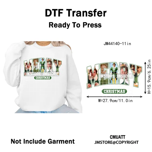 Funny Christmas Movie Quotes Cartoon Characters Santa Iron on Washable DTF Heat Transfer Stickers Ready to Press for Sweatshirts