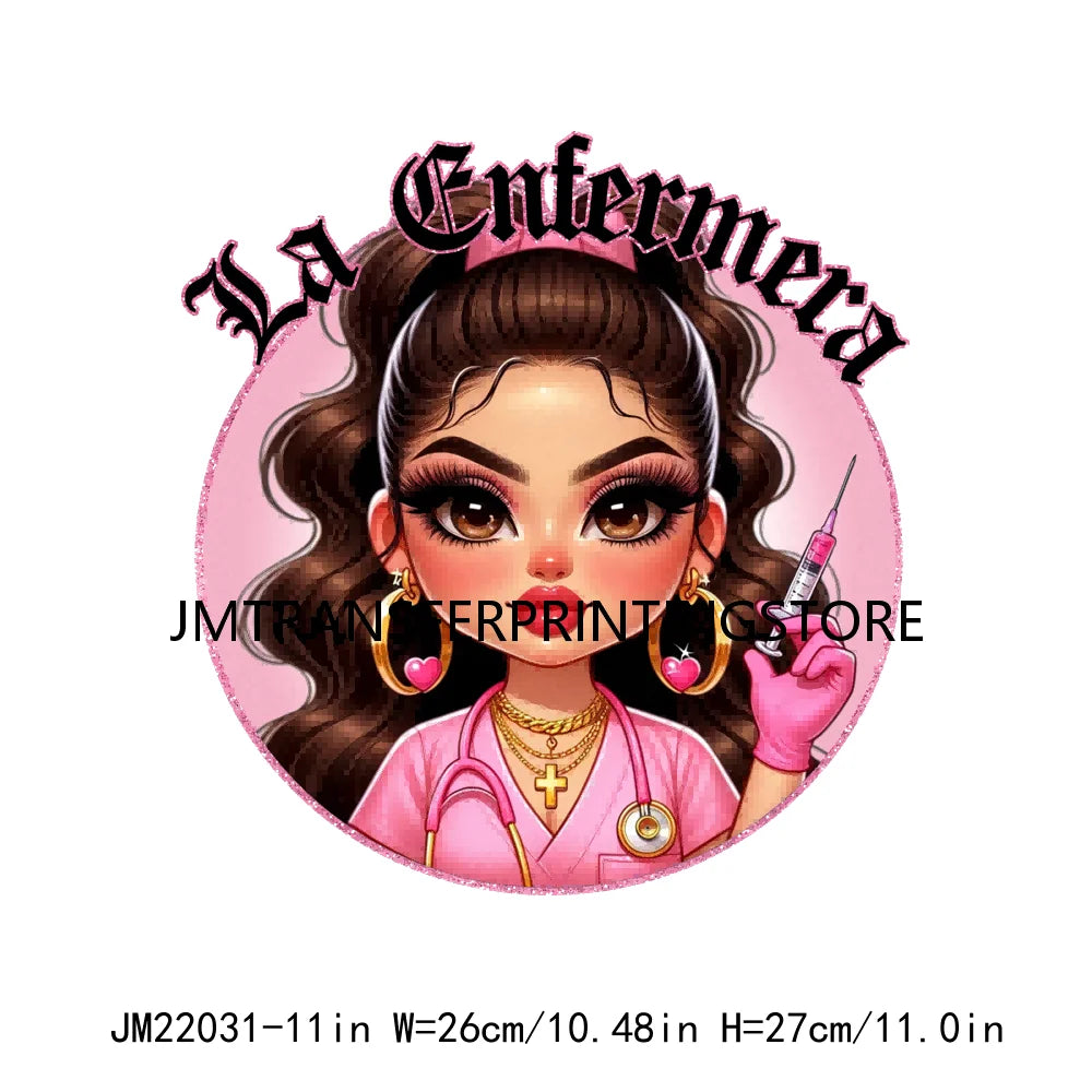 Custom Latina Chicana La Enfermeria Es Una Labor Del Corazon Iron On Nurse Girl DTF Transfer Ready To Press Stickers For Clothes