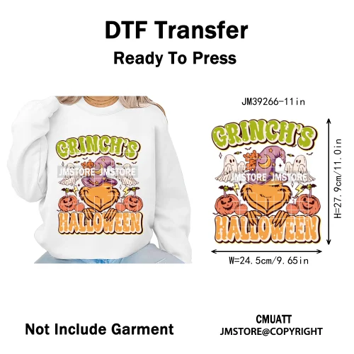 Pumpkin Spice Season Cartoon Horror Nightmare Halloween Vibes Iron on DTF Washable Transfers Stickers Ready to Press for Hoodies