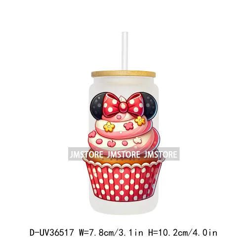 Cartoon Cupcake Sweet Treats UV DTF Transfer Stickers Decals Ready To Apply Waterproof For 16OZ Libbey Glass Can Cups Tumbler