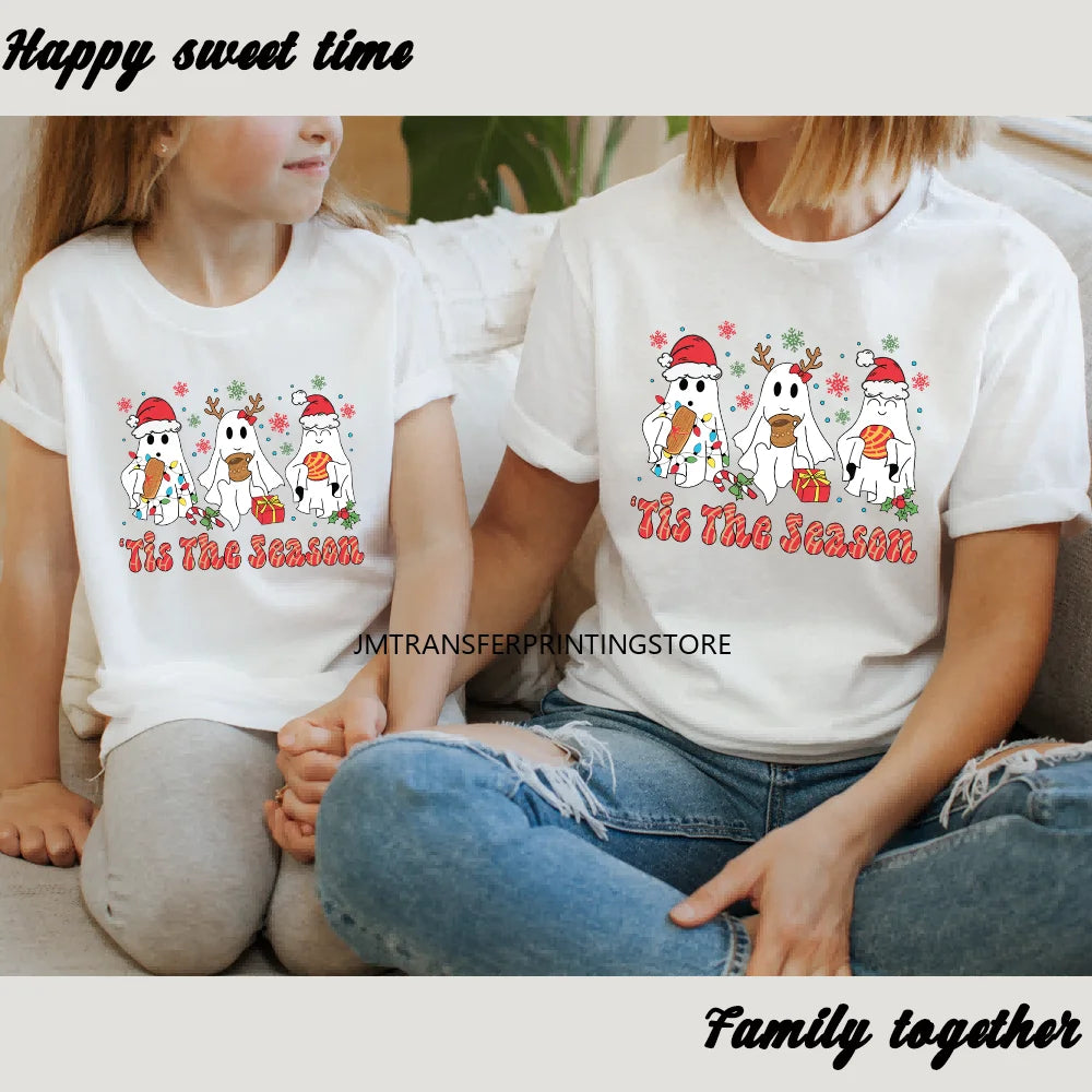 Cartoon Animal Character Merry Christmas Holiday Season Iron On DTF Transfer Stickers Logos Ready To Press For Hoodies