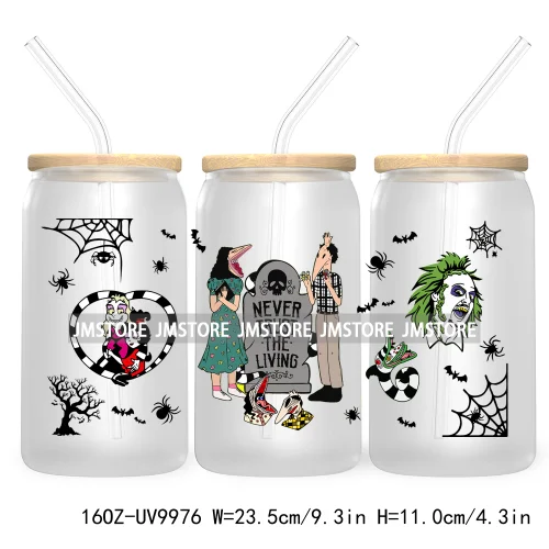 Friends Horror Characters 16OZ UV Cup Wrap DTF Transfer Stickers For Libbey Glass Can Cups Tumbler Happy Horror Movie Killers