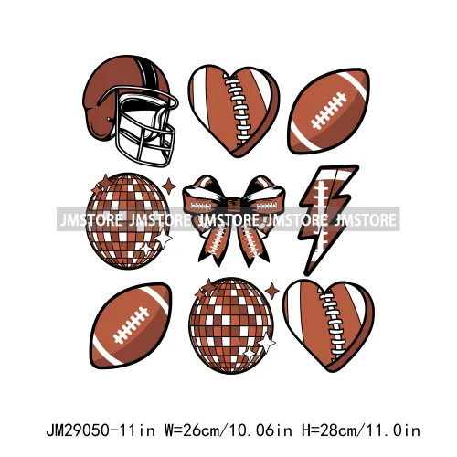 Coquette Bow Fall Football Mom Season Sports Team Thermal Printing Iron On DTF Transfer Stickers Ready To Press For T-shirts Bag