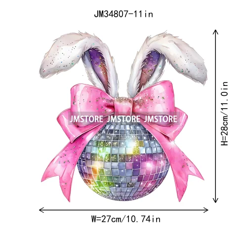 Cute Blowing Bubble Bunny Coquette Preppy Easter Eggs Carrot Iron On DTF Heat Transfer Stickers Ready To Press For T-shirts Bags