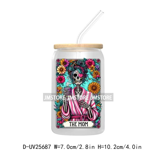 The Teacher Tarot Card UV DTF Transfer Stickers Decals For Libbey Cold Cups Mugs Tumbler Custom Logo Labels Funny Witchy Skull