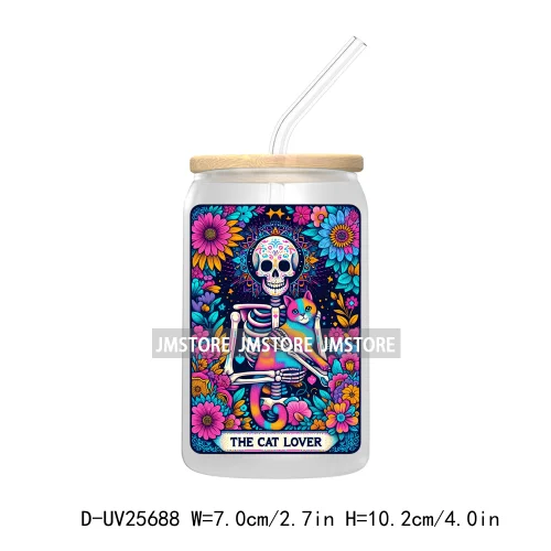 The Teacher Tarot Card UV DTF Transfer Stickers Decals For Libbey Cold Cups Mugs Tumbler Custom Logo Labels Funny Witchy Skull