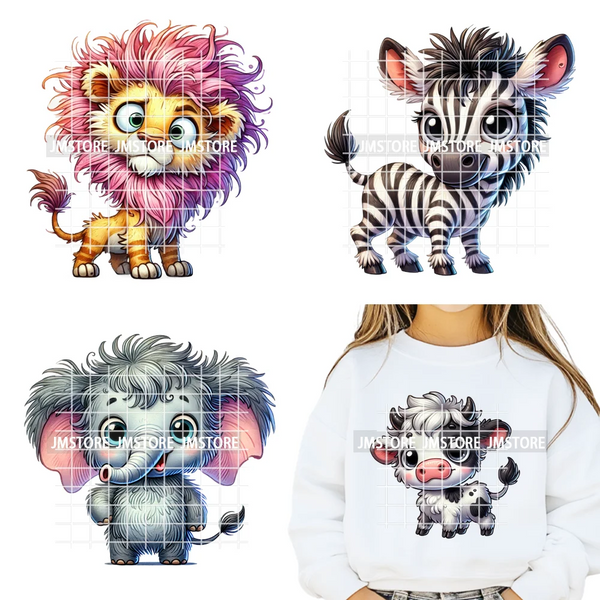 15cm 5.9in Kid Cute Silly Baby Pet Animal Iron On DTF Heat Transfer Sticker For Clothes Vinyl Thermal Washable T-Shirts Decals
