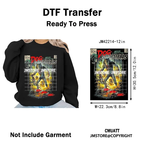 Cool Halftone Horror Killer Characters Scary Halloween Vibes Iron on DTF Washable Transfers Stickers Ready to Press for Clothes