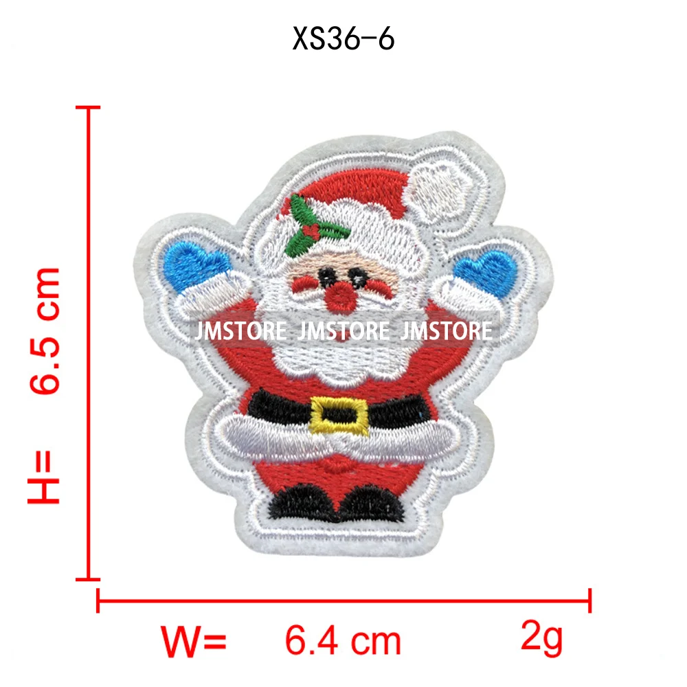 Merry Christmas Ho Ho Ho Santa Candy Canes Celebrate Festive Embroidery Appliques Iron on Sequins Patches for Sweatshirt Bags