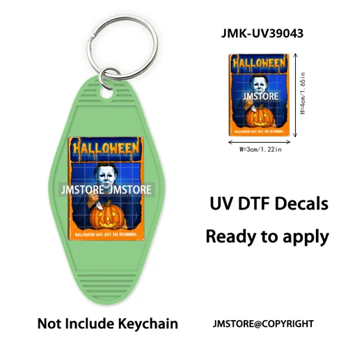 Halloween Horror Killer Energy Drink UV DTF Motel Keychain Decal Ready To Ship Durable Transfer Stickers Logo For Hotel Keychain