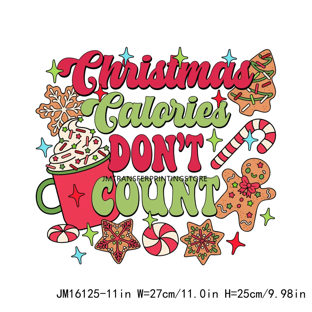 Ho Santa Jolly Moms Club Patch Christmas Calories Don't Count Logo Feelin' Festive On Petty List Transfer Sticker For Clothes