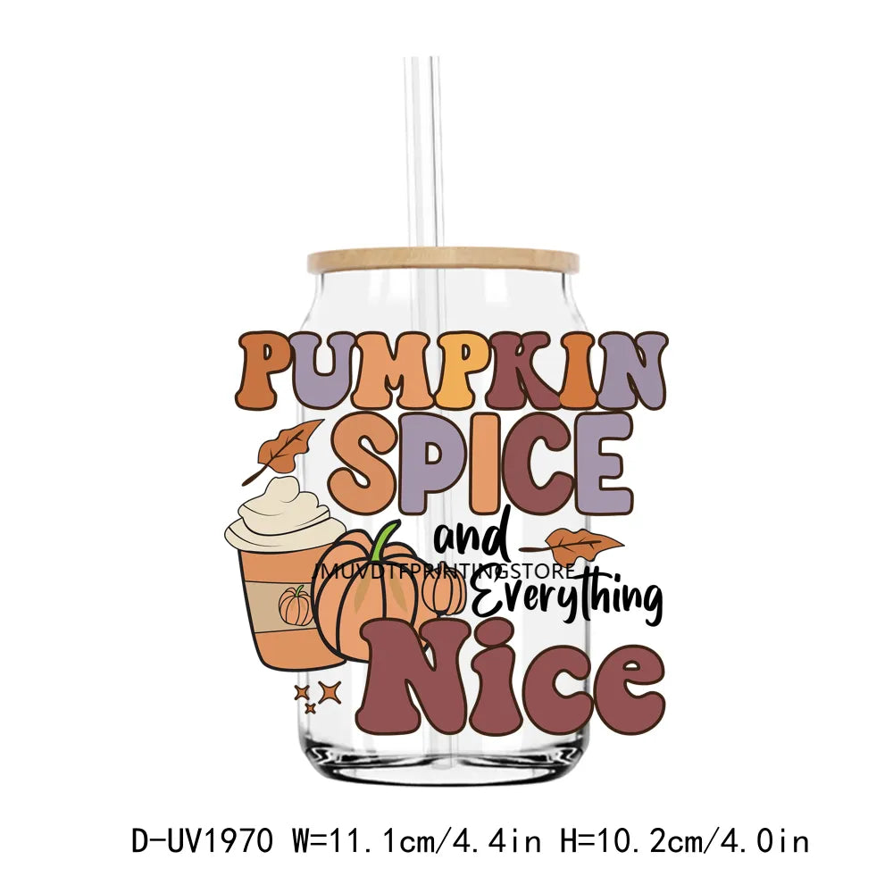 Hello Fall Babe Thanksgiving Mama Pumpkin UV DTF Transfers Stickers Decals For Libbey Cold Cups Mugs Tumbler Waterproof DIY Craf