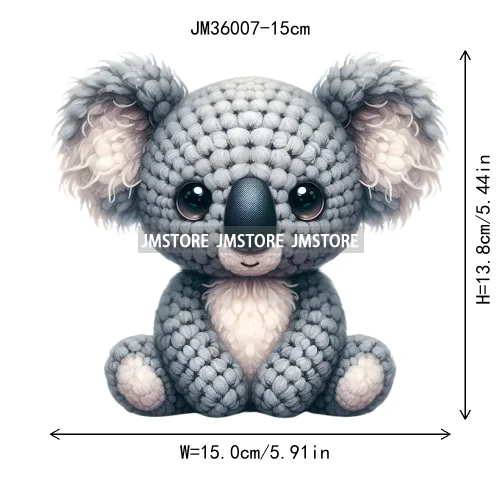 15cm 5.9in Colorful Cute Needle Hook Animal Iron On DTF Heat Transfer Sticker For Clothes Print Vinyl Washable T-Shirt Appliques