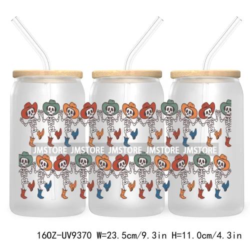 Coquette Pumpkin Autumn 16OZ UV DTF Cup Wrap Transfer Stickers Custom Waterproof Label For Libbey Glass Can Cute Ghost Halloween