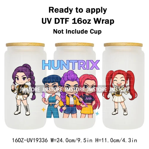 Demon Hunter Merch Derpy Tiger 16OZ UV DTF Cup Wraps Ready To Apply Waterproof Transfer Stickers For Libbey Glass Can Kpop Girls
