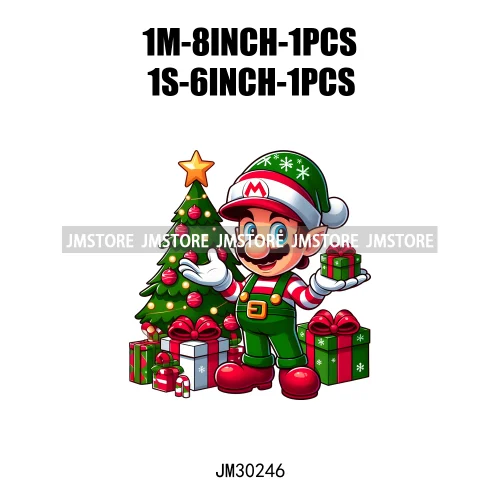 Christmas Cartoon Animal Characters Snow Holiday Santa Tree Gifts Iron On DTF Transfers Stickers Ready To Press For Sweatshirts