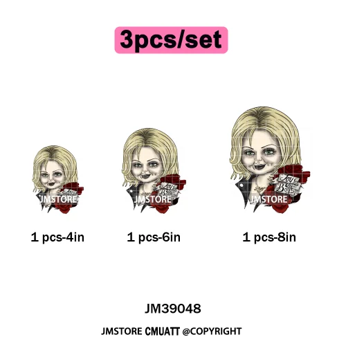 Horror Scary Killer Character Spooky Halloween Vibes Iron on DTF Washable Heat Transfer Stickers Ready to Press for Textile Bags