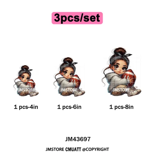 Cute Sporty Fans Chicana Mexican Girls Kids Football Season Iron on Washable DTF Transfers Stickers Ready to Press for Clothing