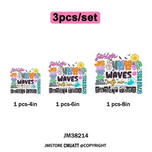 Spring Break Wildflower Seashell Turtle Coquette Sun Summer Vacation Iron on DTF Transfers Stickers Ready to Press for Clothes