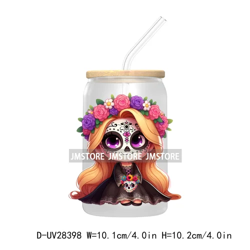 Mexican Little Princess UV DTF Transfer Stickers Decals For Libbey Cold Cups Mugs Tumbler Waterproof Craft Day of the Dead Girls