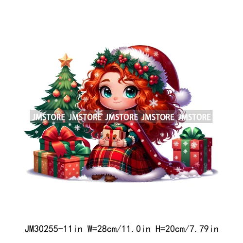 Cute Princess Red Ugly Sweater Cartoon Girls Friends Merry Christmas Iron On DTF Transfers Stickers Ready To Press For Clothing