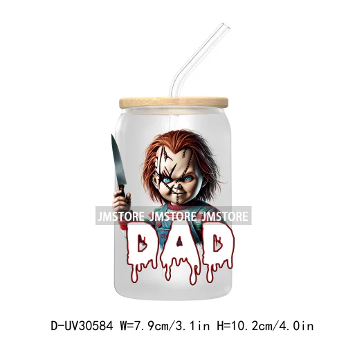 Halloween Horror Mama Dad Movie Killers UV DTF Transfers Stickers Decals For Libbey Cold Cups Mugs Tumbler High Quality Labels