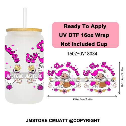 Tis The Season Mexican Christmas Coquette UV DTF Cup Wrap Ready To Apply Transfer Stickers Tumbler Wraps For Libbey Glass Can