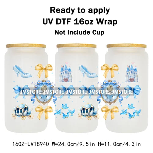 Bundle Princess Magical Mirror Bow UV DTF Stickers Ready To Apply Cup Wrap Durable Custom Prints DIY Craft For Libbey Can Glass