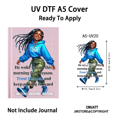 Christian Black Girl Praying Faith UV DTF Notebook Cover Decals Ready To Apply Durable Transfer Stickers For A5 Journal Cover