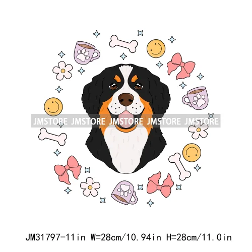 Funny Love Animal Puppy Pet Dogs Cocoa Flower Coquette Design Iron On DTF Transfers Stickers Ready To Press For Sweatshirts Bags