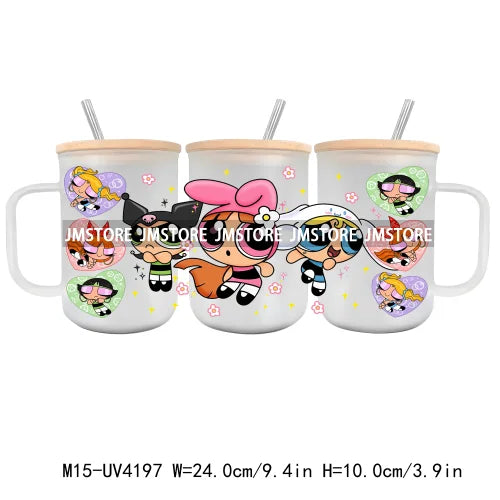 Horror Valentine Cartoon Couple UV DTF Sticker For 15OZ Mug Libbey Glass Cup Can Wrap Transfer Stickers Custom Labels DIY Logo