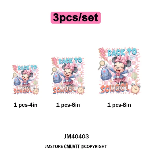 Colorful Checkered Cartoon First Day of School Design Kid Back To School Iron on DTF Transfer Sticker Ready to Press for Clothes