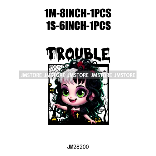 Cartoon Double Trouble Couple Character Halloween Printing Patches Iron On DTF Transfers Stickers Ready To Press For Clothing