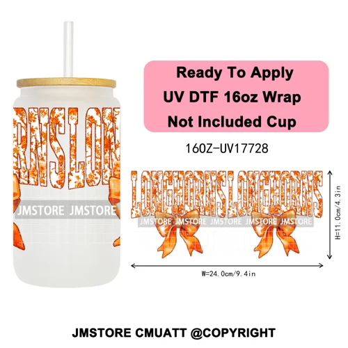 Faux Glitter American Football Game Day UV DTF Cup Wrap Ready To Apply Transfer Stickers 16OZ Tumbler Wraps For Libbey Glass Can