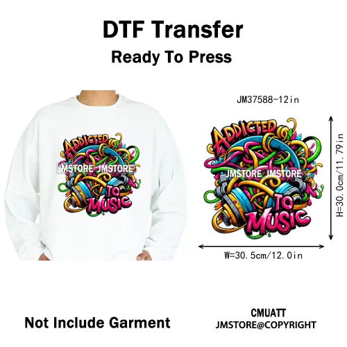 12in Street Heat Urban Chill Streetwear Man Hip Hop Animal Iron on DTF Thermal Transfer Stickers Ready to Press for Clothes Bags