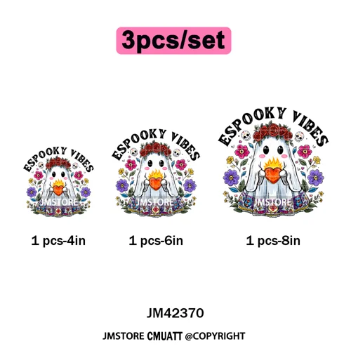 Coquette Halloween Spooky Espantan Latina Mexican Conchas Ghost Iron on DTF Washable Transfer Sticker Ready to Press for Hoodies
