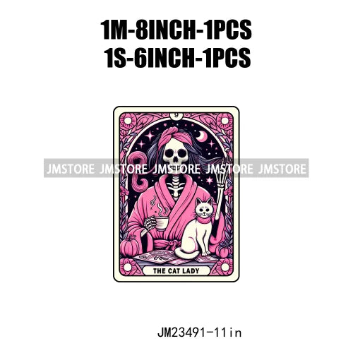 Snarky Funny Tarot Card Woman Sarcastic Skeleton Mother Witchy Vibes Skull Mama DTF Logos Transfer Stickers For Clothing