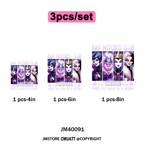 Happy Halloween Season Pumpkin Skull Cartoon Character Girly Evil Queen Iron on DTF Transfer Stickers Ready to Press for Textile