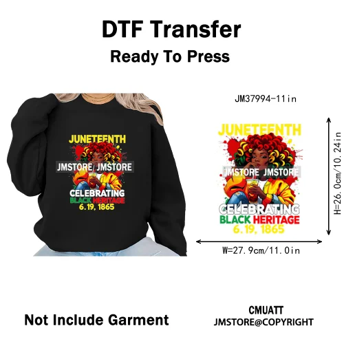 Celebrate Afro Dope Woman Juneteenth Since 1865 Freedom Power Vibes Independence Day Iron on  DTF Transfer Stickers For T-shirts