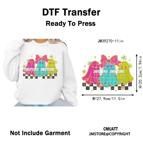 Funny Cute Ghost Preppy Spooky Season Sarcastic Halloween Iron on DTF Washable Transfers Stickers Ready to Press for T-shirts