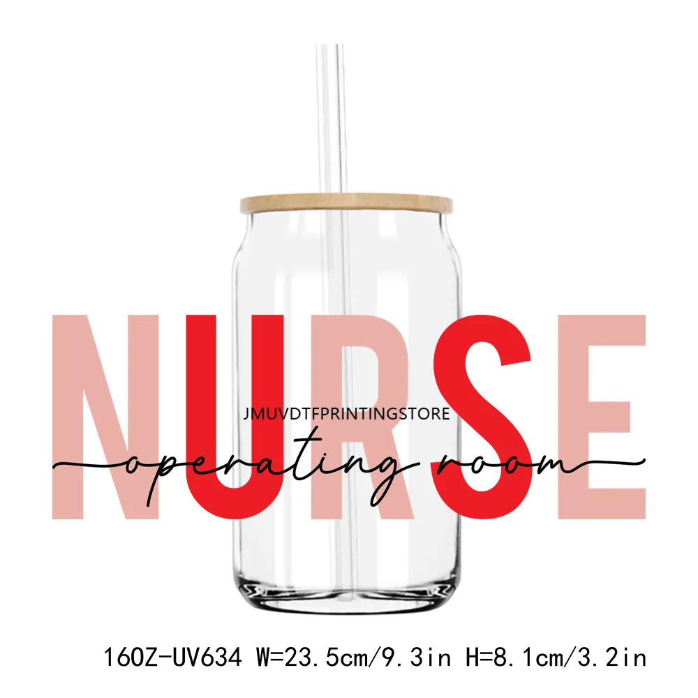 Western Registered Nurse 16OZ UV DTF Cup Wrap Transfers Stickers Custom Labels DIY Durable Waterproof Logo For Libbey Glass Can