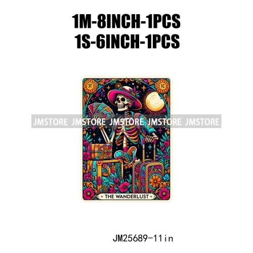 Custom Flower La Chismosa Dog Cat Lover Badass Skull Tarot Card  DTF Iron On Heat Transfers Stickers Ready To Press For Hoodies