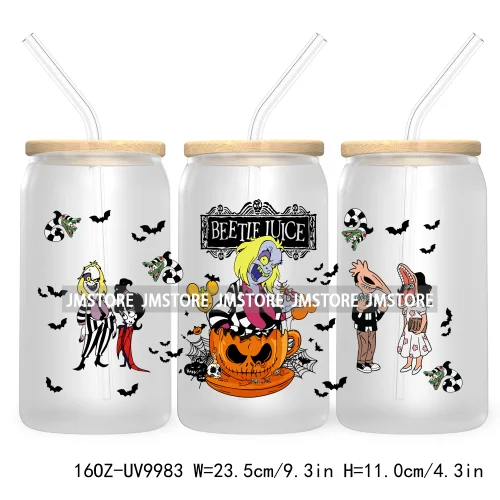 Friends Horror Characters 16OZ UV Cup Wrap DTF Transfer Stickers For Libbey Glass Can Cups Tumbler Happy Horror Movie Killers