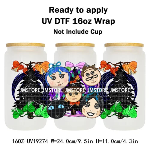 Horror Xmas Ghouls Characters NBC 16OZ UV DTF Cup Wraps Ready To Apply Durable Transfer Stickers For Libbey Glass Can Christmas