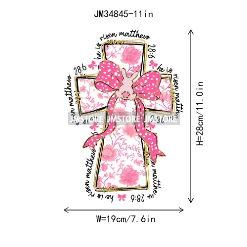 Floral Pink Toile Chinoiserie Coquette Bunny Spring Easter Iron On DTF Heat Transfers Stickers Ready To Press For T-shirts Bags