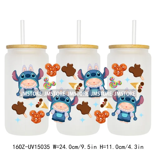 Trendy Coquette Bow Cartoon Doll Monsters 16OZ UV DTF Cup Wraps Ready To Apply Waterproof Transfer Stickers For Libbey Glass Can